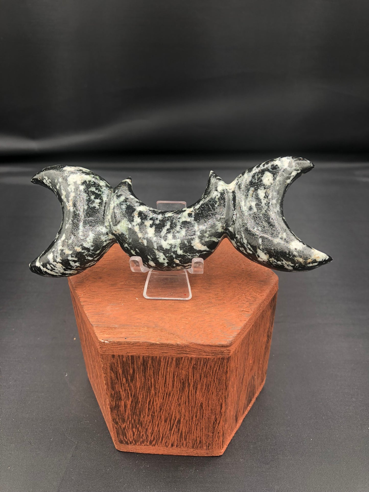 Zebra Jasper Triple Moon Carving