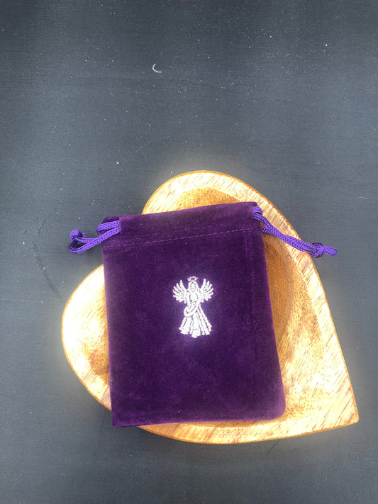 Velvet Purple Ange Drawstring Bag